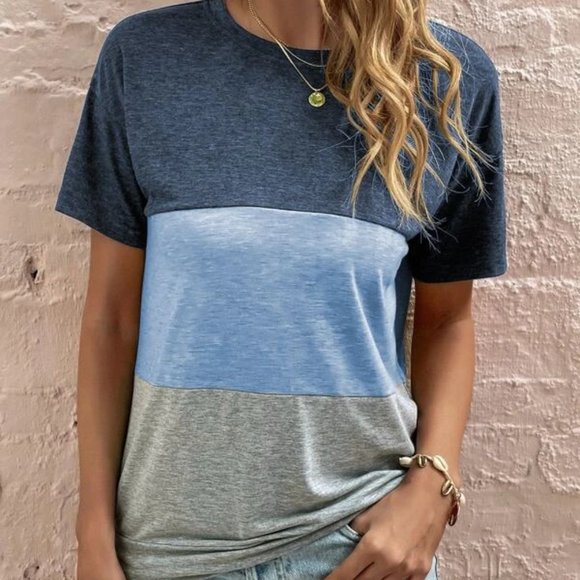 Color Block Drop Shoulder Tee - Picture 4 of 4